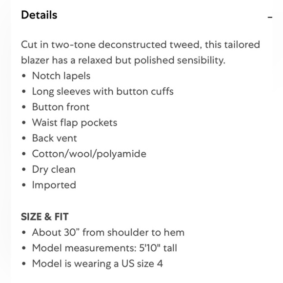 Rag & Bone Ames Deconstructed Tweed Cotton Blazer in Black and White Sz6 - Picture 5 of 11